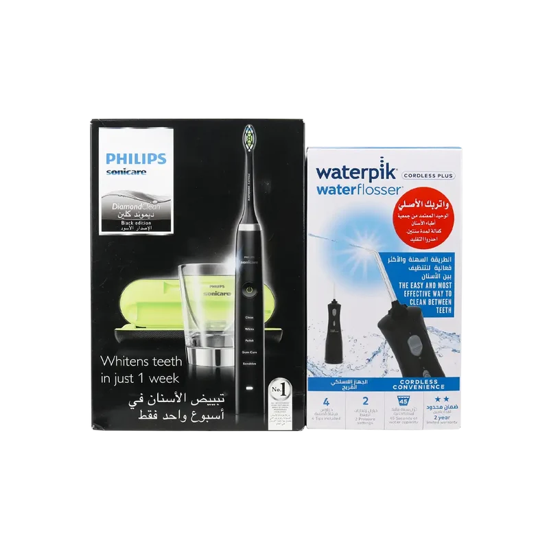 Philips Sonicarecare Diamond Clean-Black HX935204 + Waterpik Water Flosser-Set
