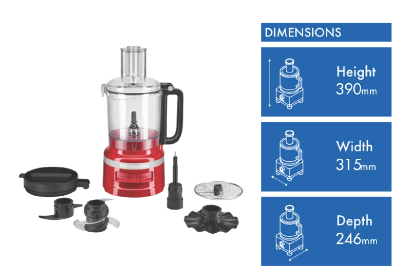 KitchenAid 9 Cup 1L Food Processor Empire Red