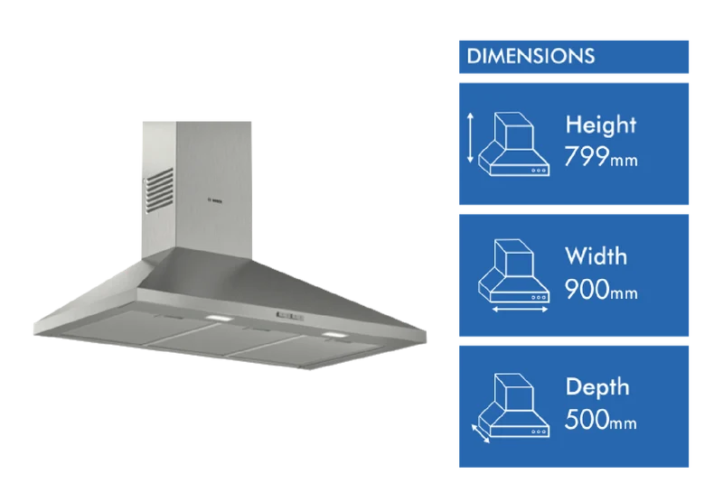 Bosch Series 2 90cm Wall-mounted Canopy Rangehood, Stainless Steel
