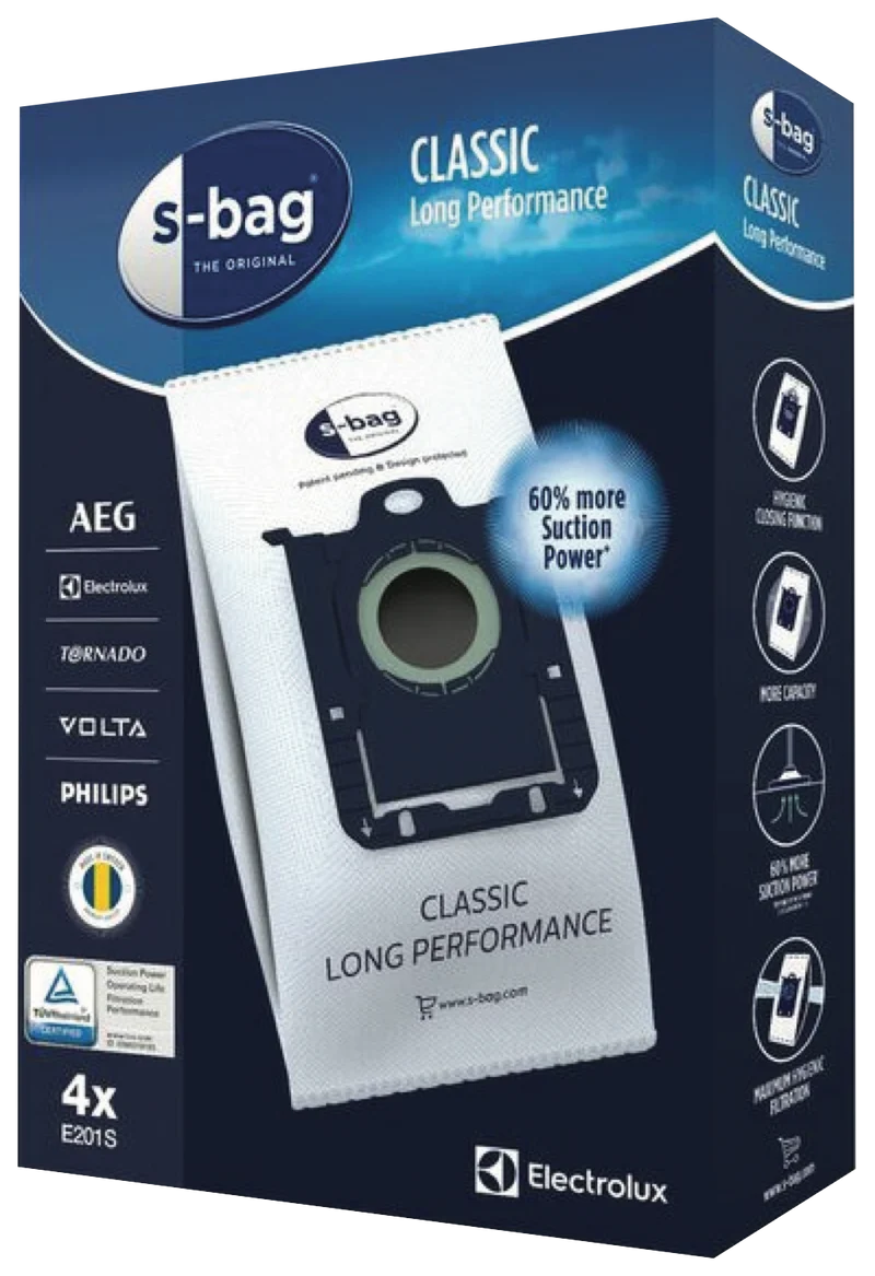 Electrolux S Bag Classic Long Performance Dust Bags 4 Pk