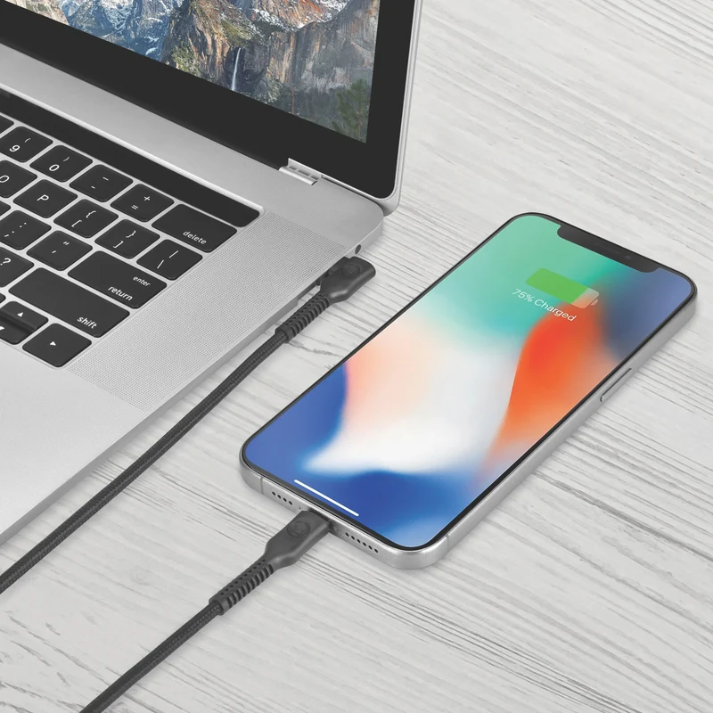 Bonelk Long-Life Easy Grip USB-C to USB-C Right Angle 100W 3m Cable Black