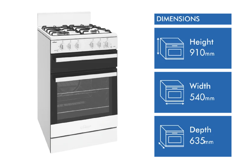 Chef 54cm Gas Freestanding Cooker, White
