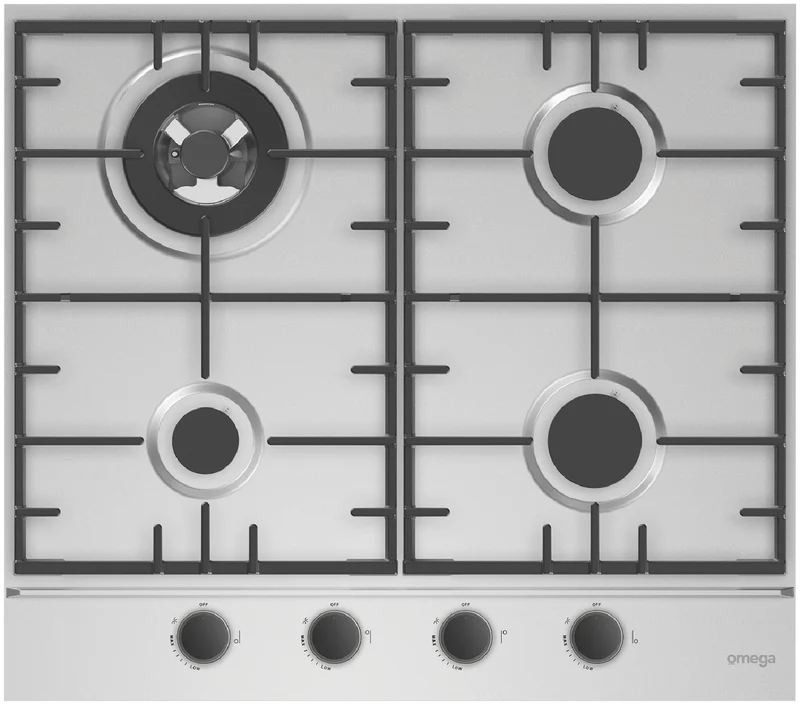 Omega 60cm Gas Cooktop, Stainless Steel