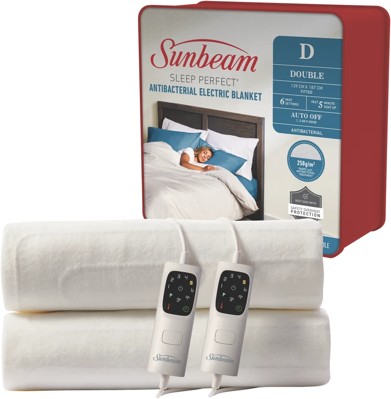 Sunbeam Sleep Perfect Fitted Antibacterial Electric Blanket Double