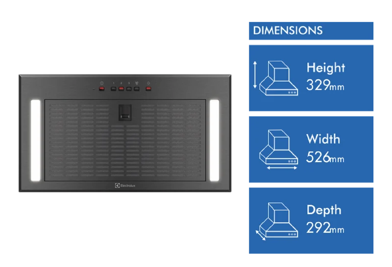 Electrolux 52cm Integrated Rangehood, Dark Stainless Steel