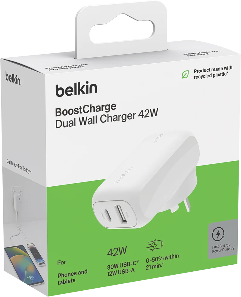 Belkin BoostCharge Dual Wall Charger 42W White
