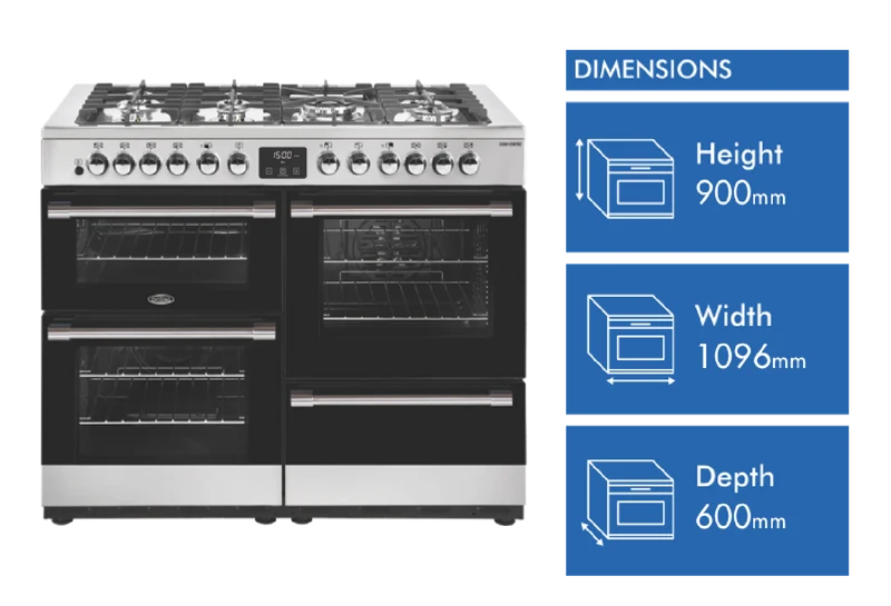 Belling 110cm Dual Fuel Upright Cooker Stainless Steel