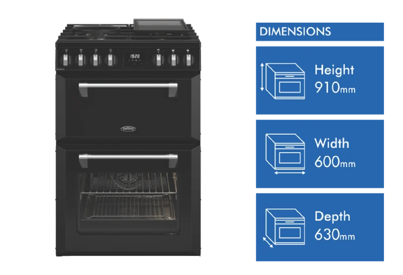 Belling Mini Richmond 60cm Dual Fuel Freestanding Cooker, Black