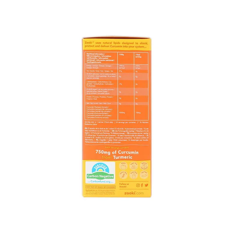 Zooki Turmeric 750mg 15mlx14 Sachets - Tangerine