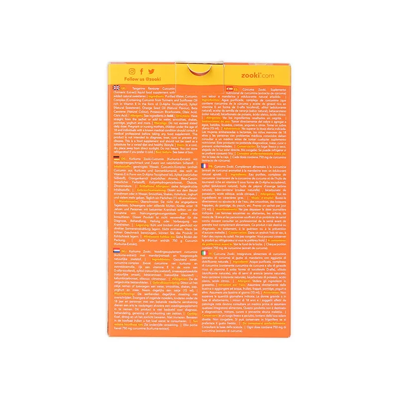 Zooki Turmeric 750mg 15mlx14 Sachets - Tangerine