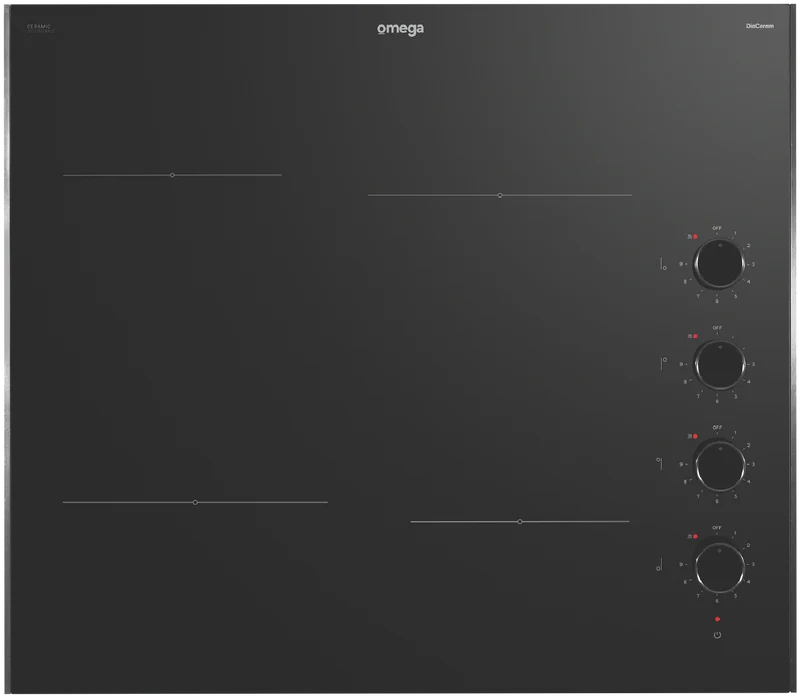 Omega 60cm Ceramic Cooktop, Knob Controls