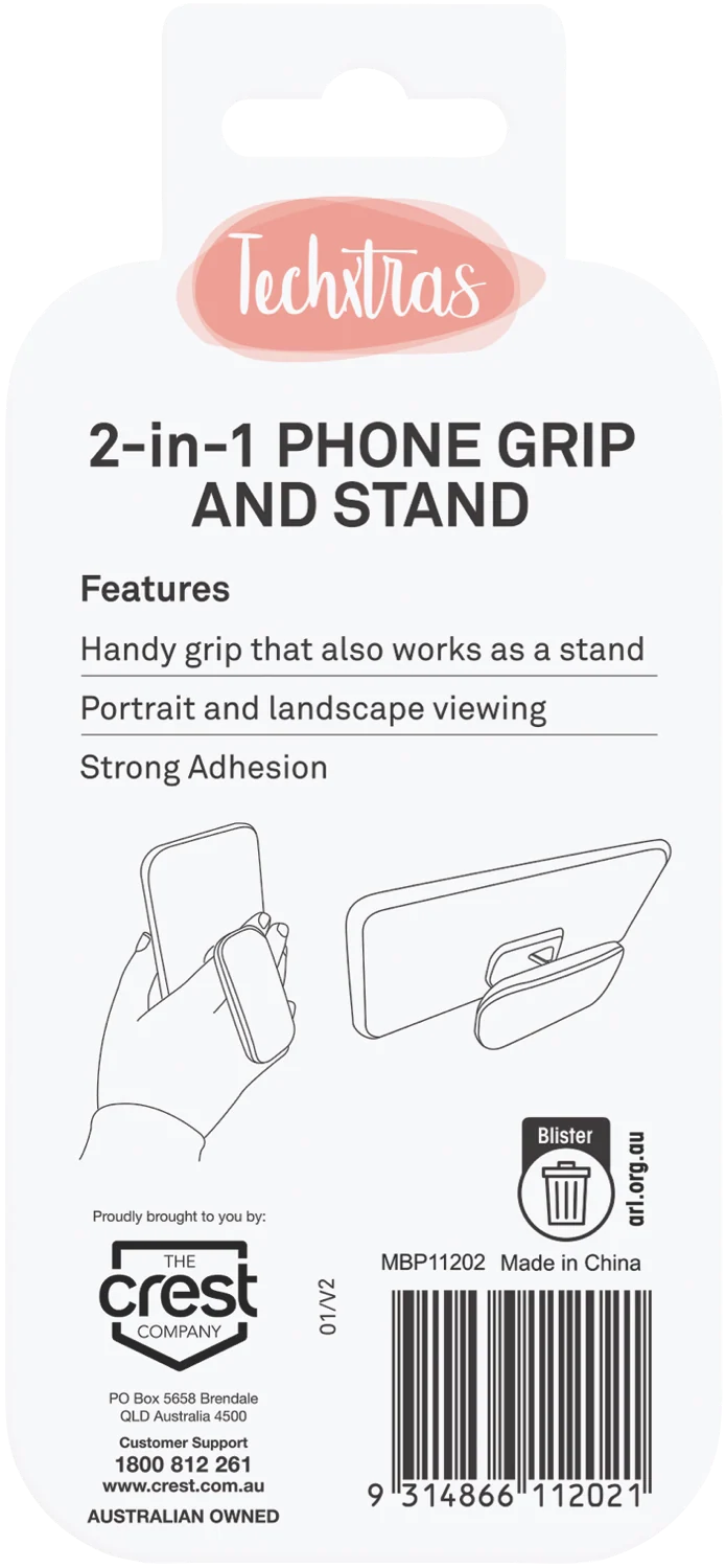Techxtras 2-in-1 Phone Grip Stand (Pink)