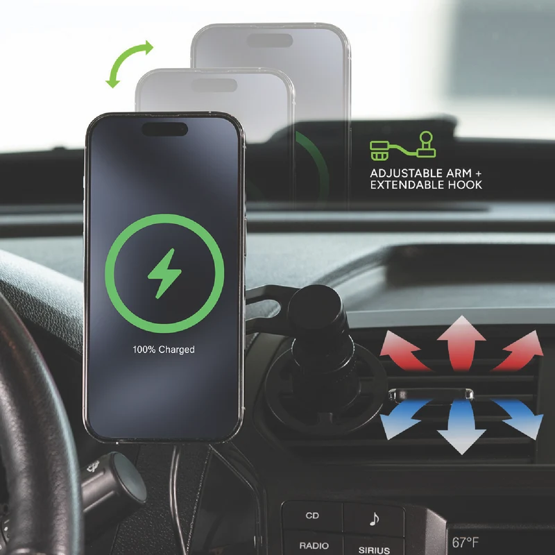 Mophie Snap+ wireless magnetic vent mount w/extention arm
