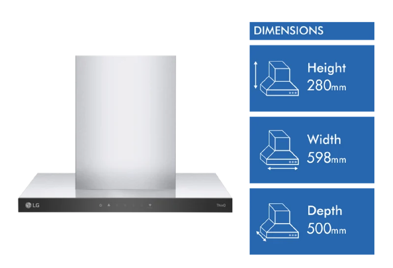 LG 60cm T-Shape Rangehood with ThinQ Auto, Stainless Steel
