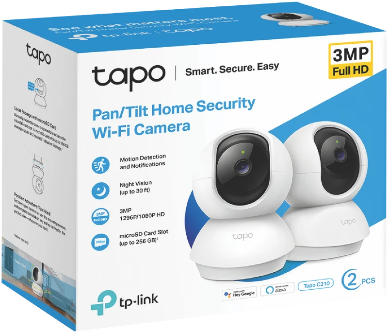 TP-LINK Tapo 3MP Pan/Tilt Wi-Fi Camera (2-pack)