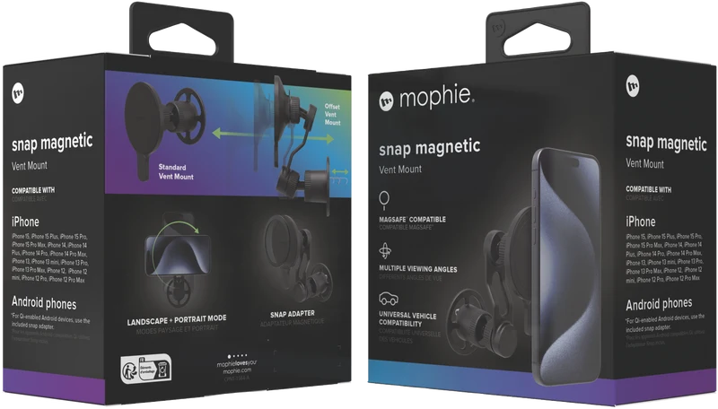 Mophie Snap magnetic car vent mount with extension arm (Non Wireless)
