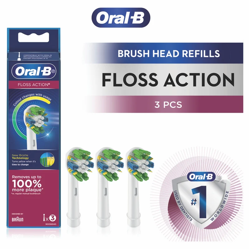Oral B Floss Action Replacement Brush Head 3pk