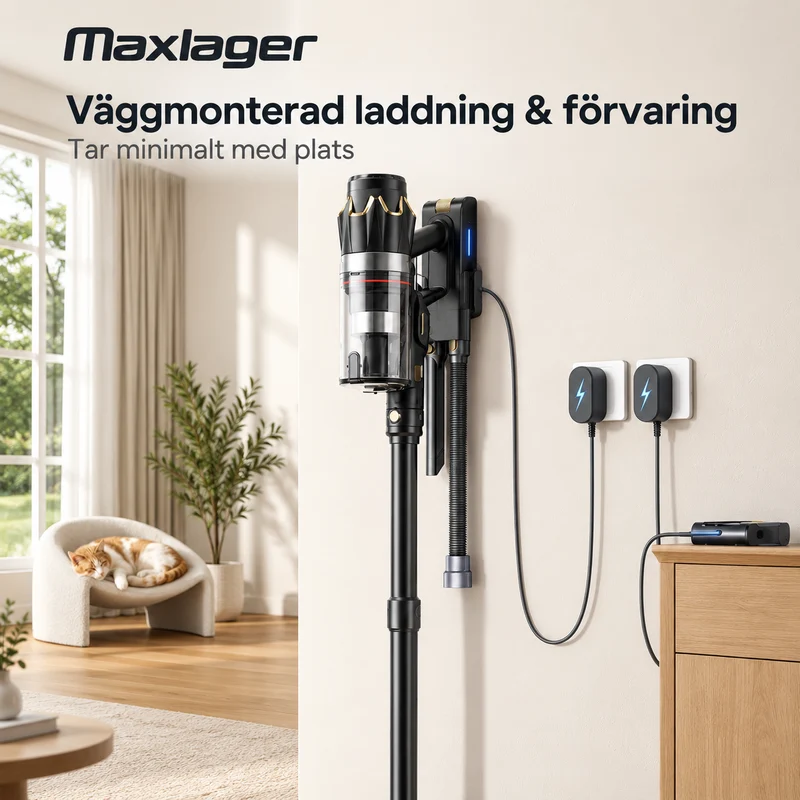 Maxlager V30 Pro – Sladdlös Dammsugare 800W, 75 kPa & Upp till 95 min Batteritid