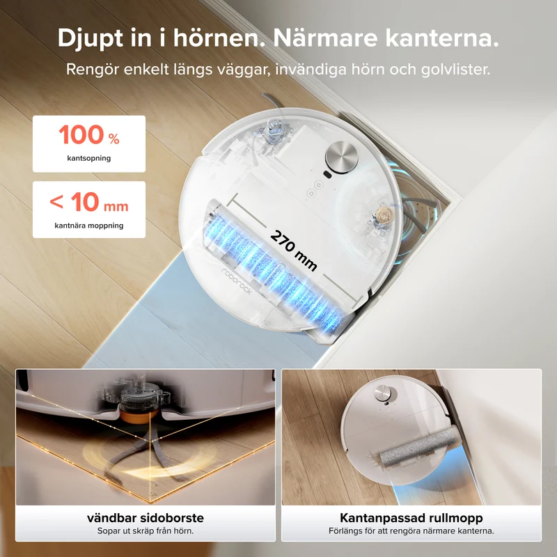 Roborock Qrevo Edge 2 Flow-robotdammsugare med rullmopp och SpiraFlow 2.0 trycksatt självrengörande system