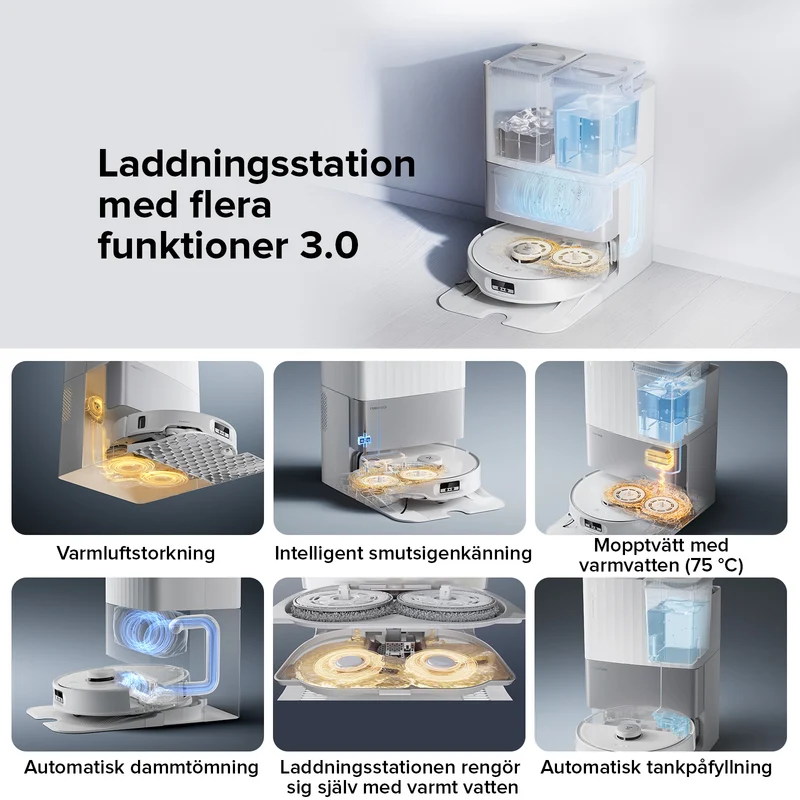 "Refurbished – 90% som ny" Roborock Qrevo Edge robotdammsugare och laddningsstation med flera funktioner 3.0 – Uppgraderad version av Qrevo Master