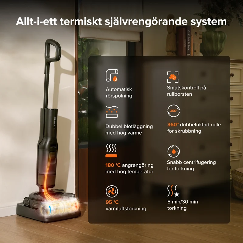 Roborock F25 Steam våt- och torrdammsugare med ånga samt högtempererad självrengöring
