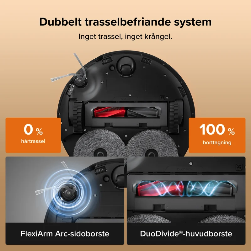 Roborock Qrevo Edge 2 - 25 000 Pa HyperForce-sug och dubbelt trasselbefriande system