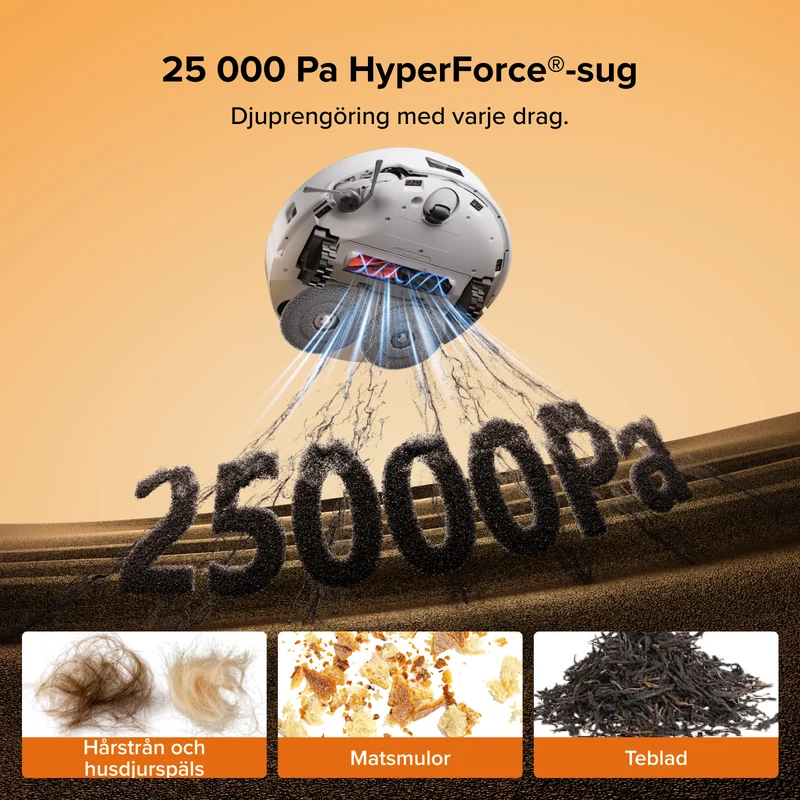 Roborock Qrevo Edge 2 - 25 000 Pa HyperForce-sug och dubbelt trasselbefriande system
