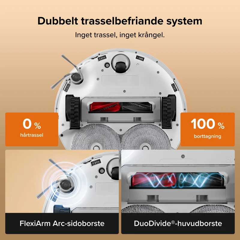 Roborock Qrevo Edge 2 - 25 000 Pa HyperForce-sug och dubbelt trasselbefriande system