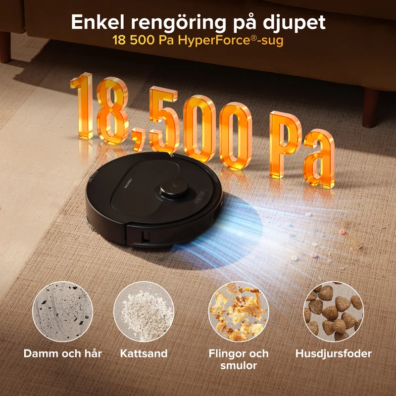 Roborock Qrevo S Pro robotdammsugare med mopp – 18 500 Pa sugkraft och multifunktionell laddningsstation