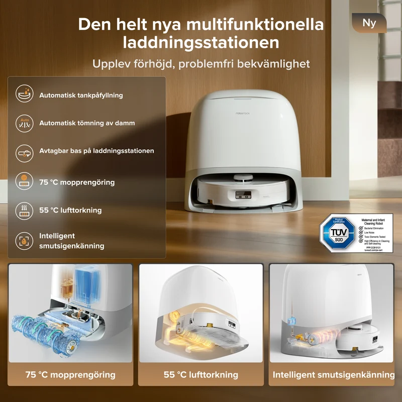 Roborock Qrevo Curv 2 Flow rullmopp robotdammsugare med multifunktionell laddningsstation