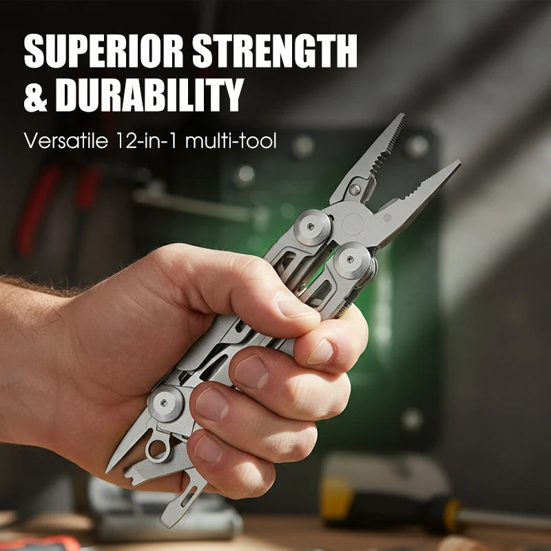 Kompakt 12-i-1 Folds Multitool med Tang | Til Hverdagsbrug, Husstand & Udendørs | Rustfrit 3Cr13 Stål | Låsemekanisme