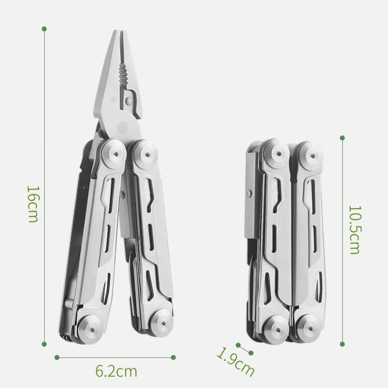 Kompakt 12-i-1 Folds Multitool med Tang | Til Hverdagsbrug, Husstand & Udendørs | Rustfrit 3Cr13 Stål | Låsemekanisme