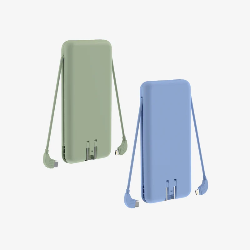 5-i-1 Powerbank 10.000 mAh - Reiselader med USB-C, Lightning, Qi og adaptere (2 stk.)