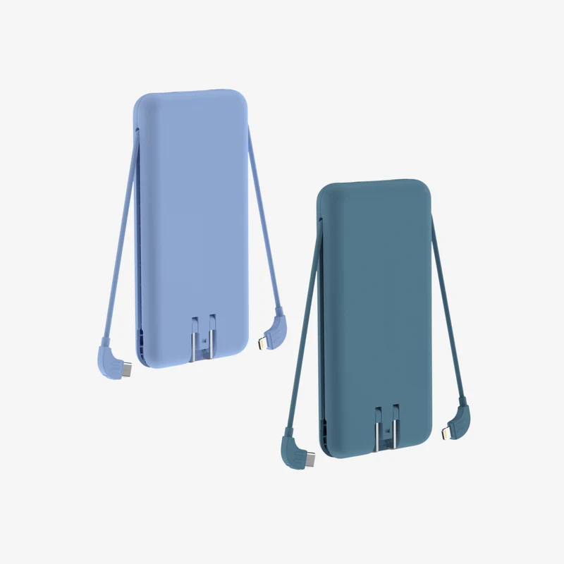5-i-1 Powerbank 10.000 mAh - Reiselader med USB-C, Lightning, Qi og adaptere (2 stk.)