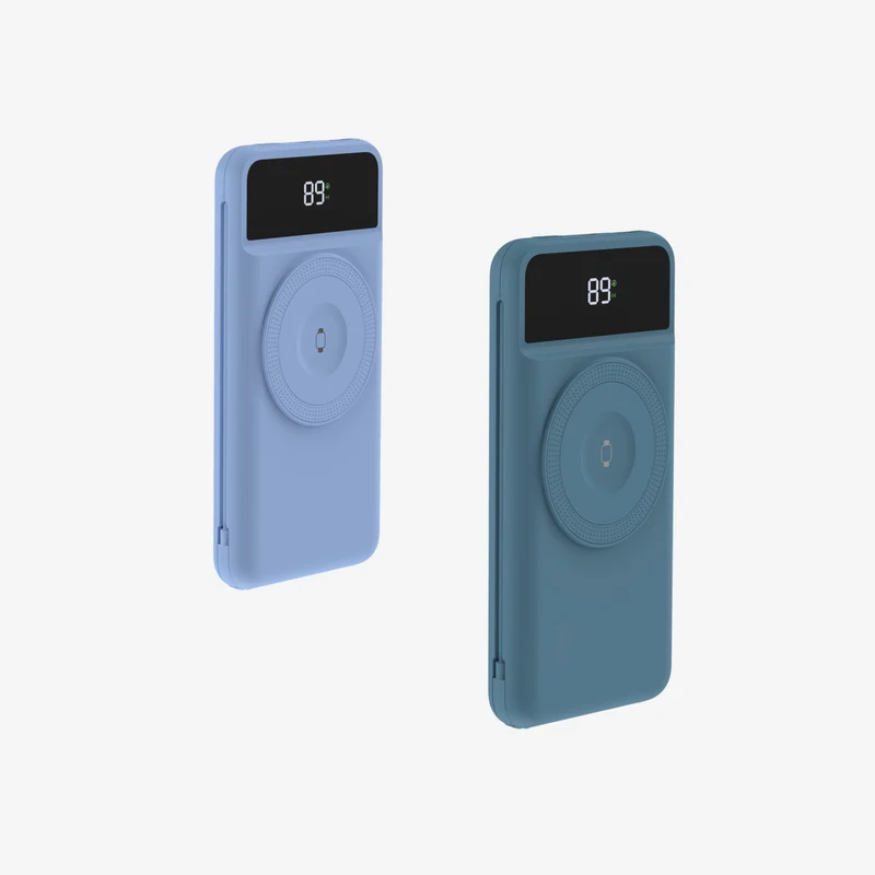 5-i-1 Powerbank 10.000 mAh - Reiselader med USB-C, Lightning, Qi og adaptere (2 stk.)