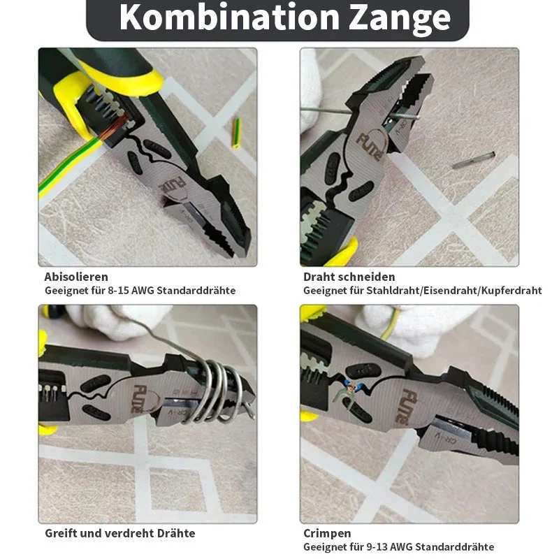 Multifunktionsværktøj 225 mm - 4-i-1 Abisolering, Crimping & Klipning