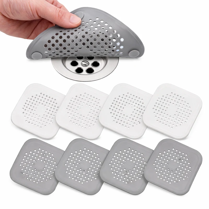 Silikon afløbssiebe 4-pack | Hårfangere med sugekopper | Til bruser og vask