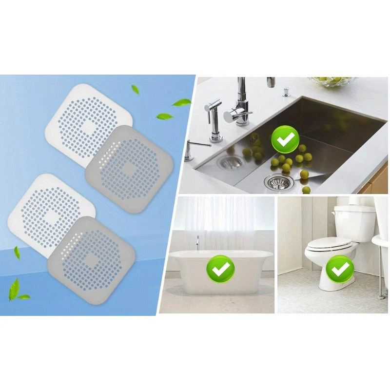 Silikon afløbssiebe 4-pack | Hårfangere med sugekopper | Til bruser og vask