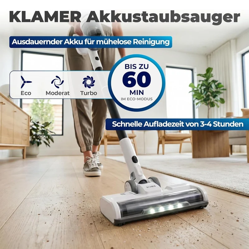 Kabelfri 2-i-1 støvsuger 460 Watt med op til 60 minutters driftstid