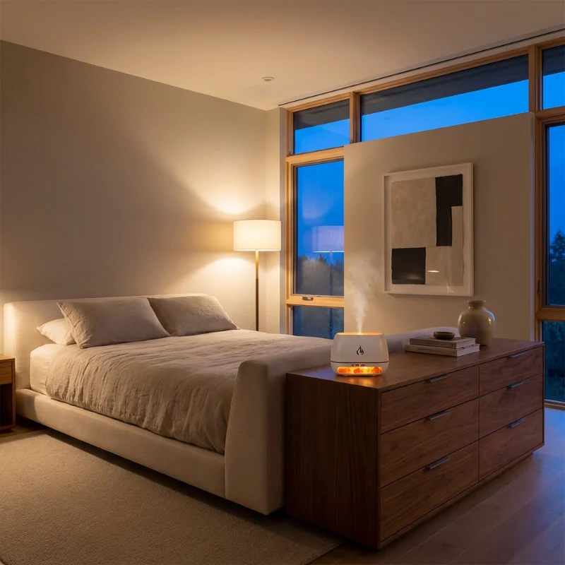 Aroma Diffuser med Himalaya Salt og LED Flammeeffekt – Luftfugter