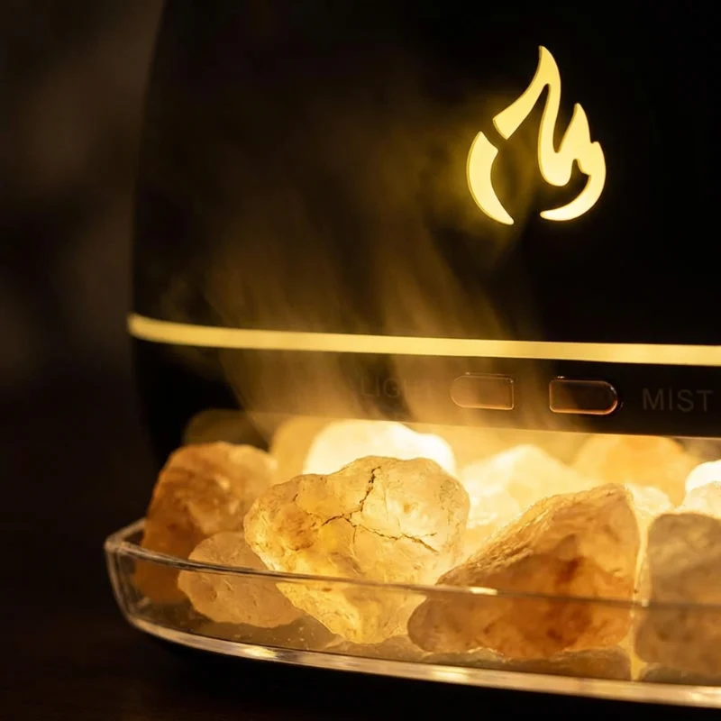 Aroma Diffuser med Himalaya Salt og LED Flammeeffekt – Luftfugter