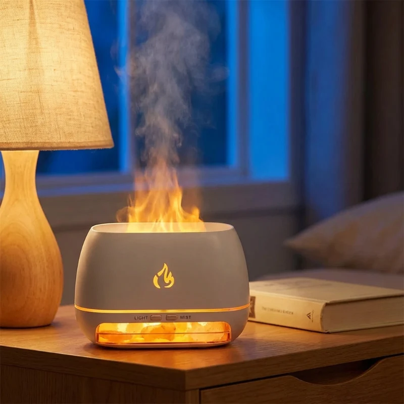 Aroma Diffuser med Himalaya Salt og LED Flammeeffekt – Luftfugter