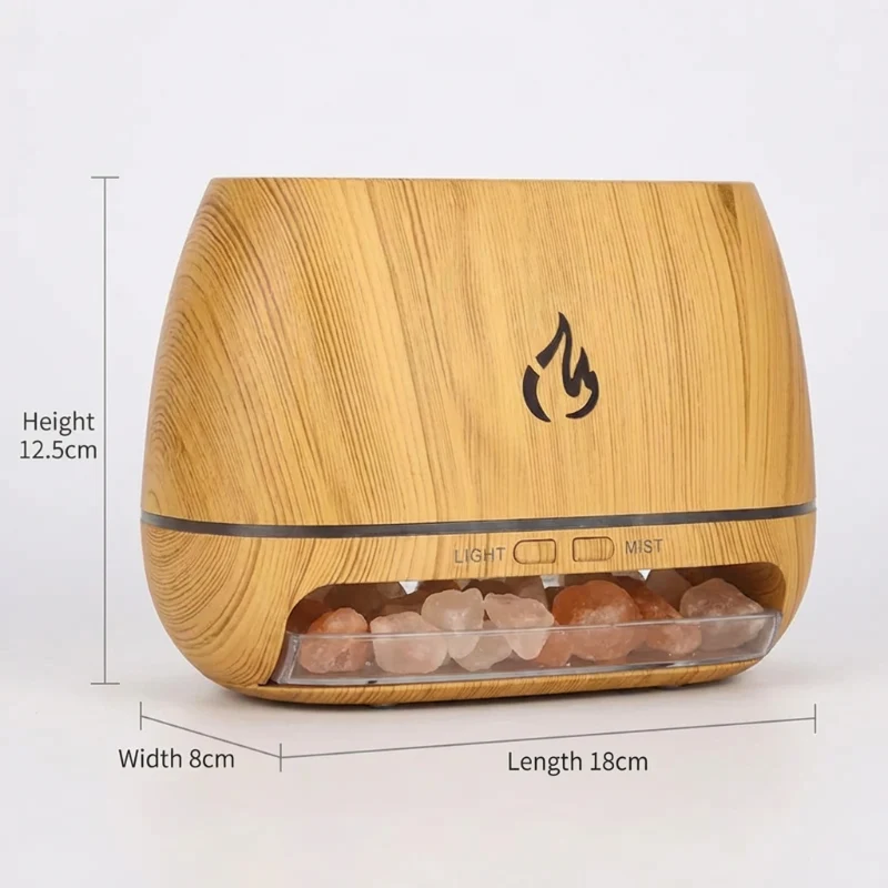Aroma Diffuser med Himalaya Salt og LED Flammeeffekt – Luftfugter