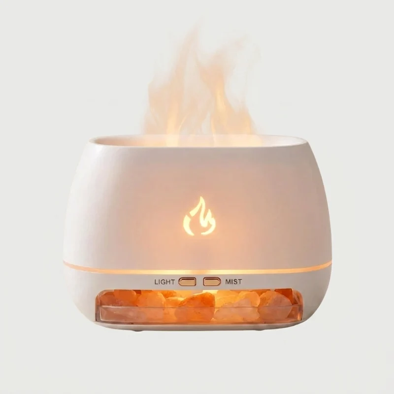 Aroma Diffuser med Himalaya Salt og LED Flammeeffekt – Luftfugter