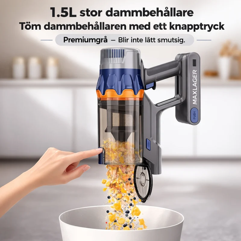 Maxlager V25 - 650W – 60 kPa Avancerad Sladdlös Dammsugare - Skaftdammsugare