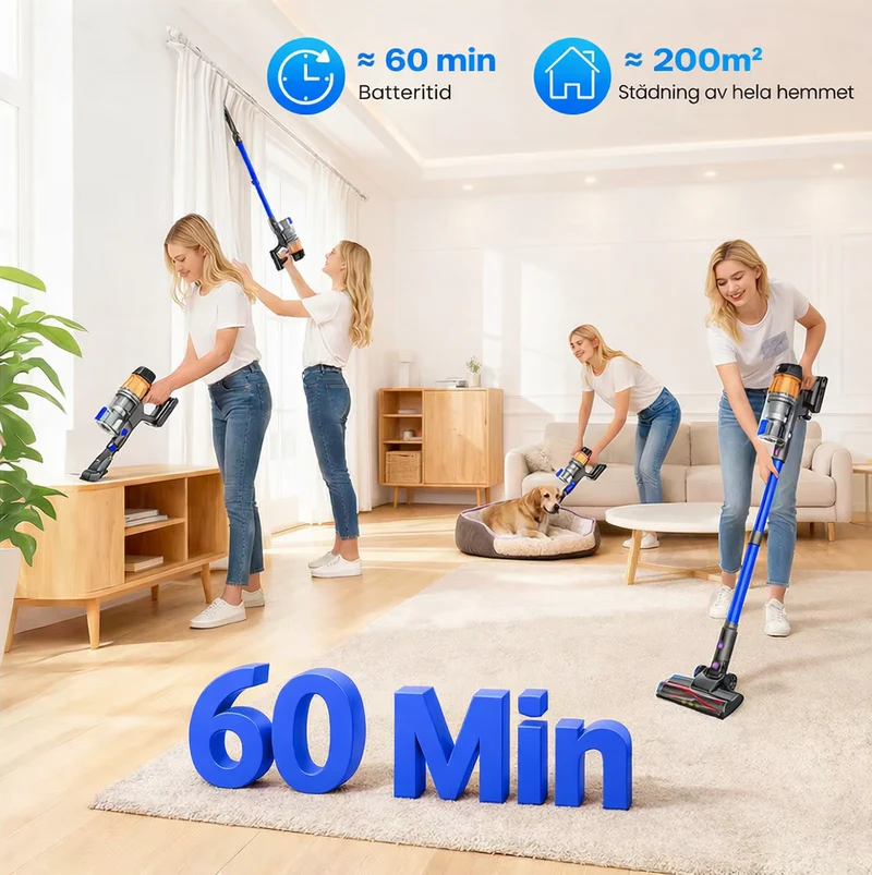Maxlager V11 Detect Light - 500W – 50 kPa Sladdlös Dammsugare - Skaftdammsugare