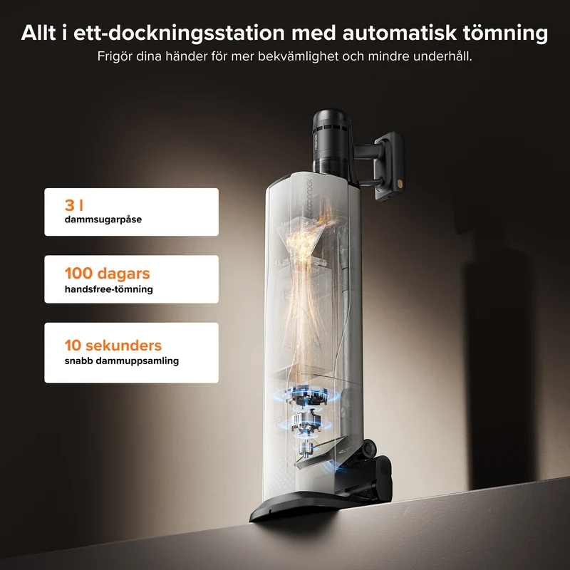 Roborock H60 Hub Ultra sladdlös dammsugare med sugstation