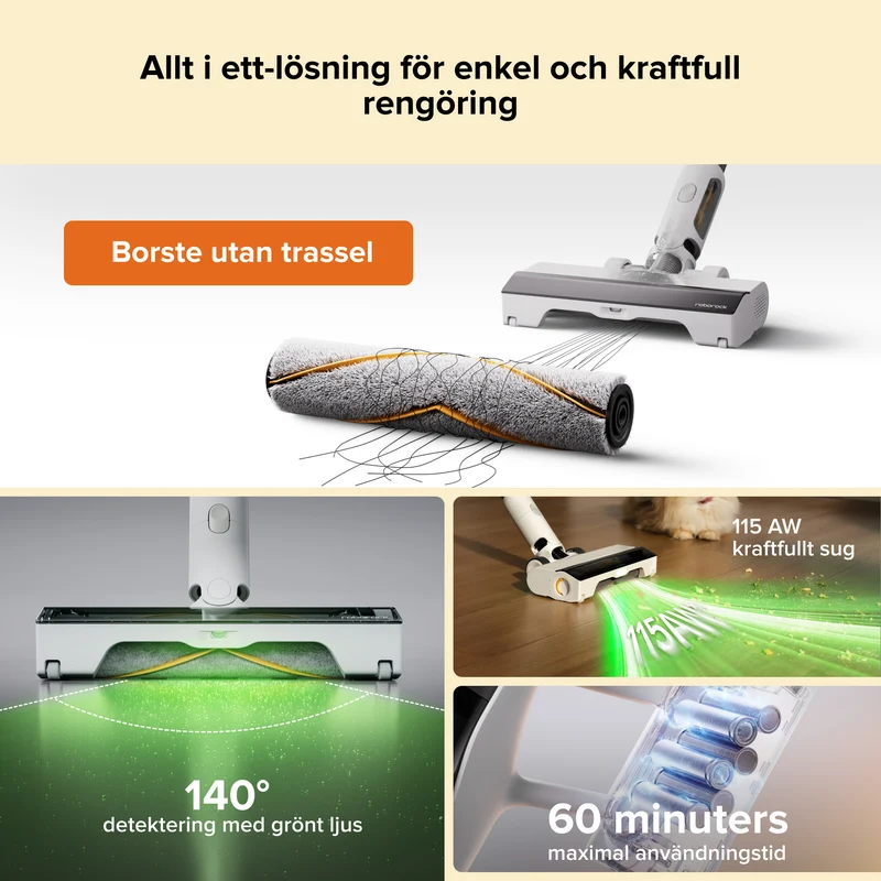 Roborock H60 Hub sladdlös dammsugare med sugstation