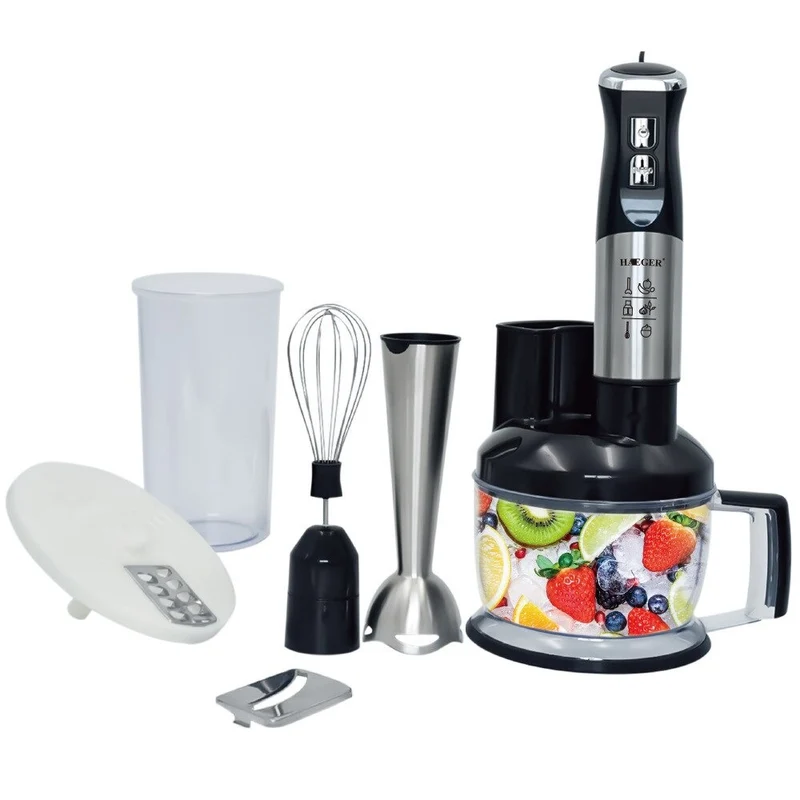 Stavmixer med hackare, visp och mixerbägare – 6-i-1 Stavmixerset