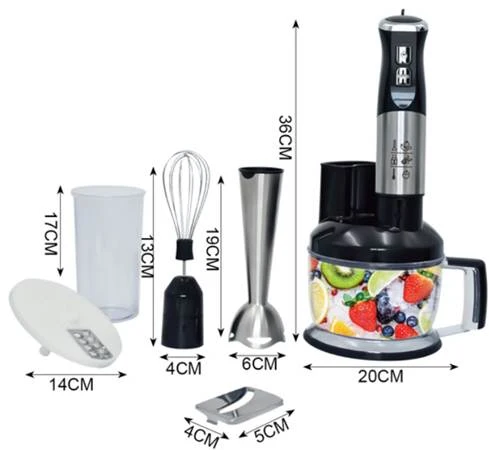 Stavmixer med hackare, visp och mixerbägare – 6-i-1 Stavmixerset